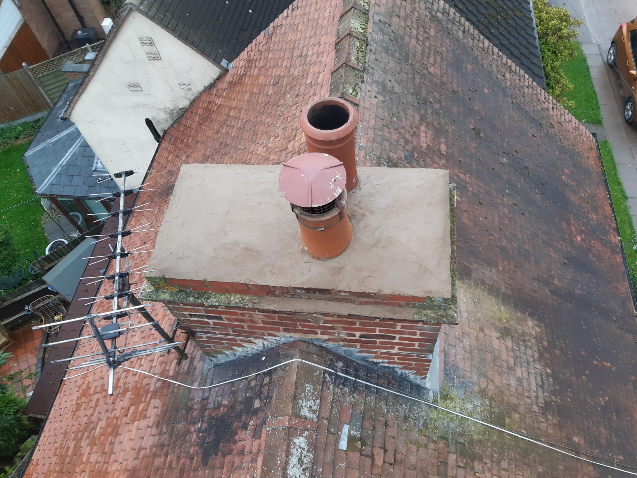 External Chimney cracked - photo taken after repair